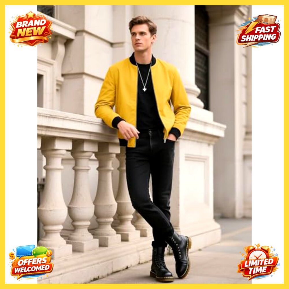 Lightweight Bomber Jacket Stylish Windbreaker Cas… - image 3